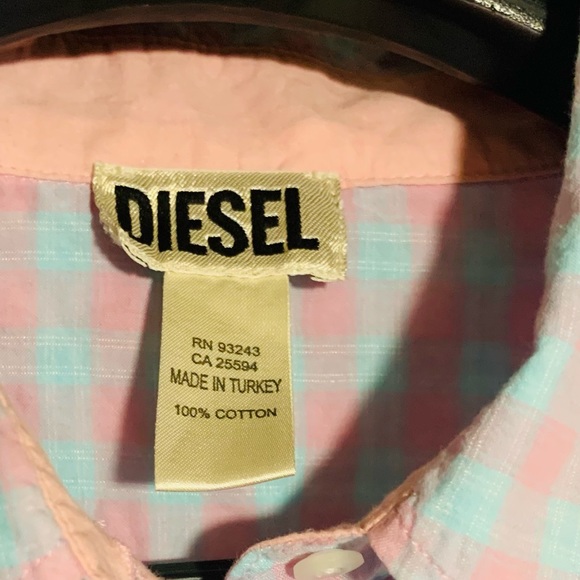 Pretty Pastel “Diesel” SzL light button down tee blue/pink check - Picture 3 of 5
